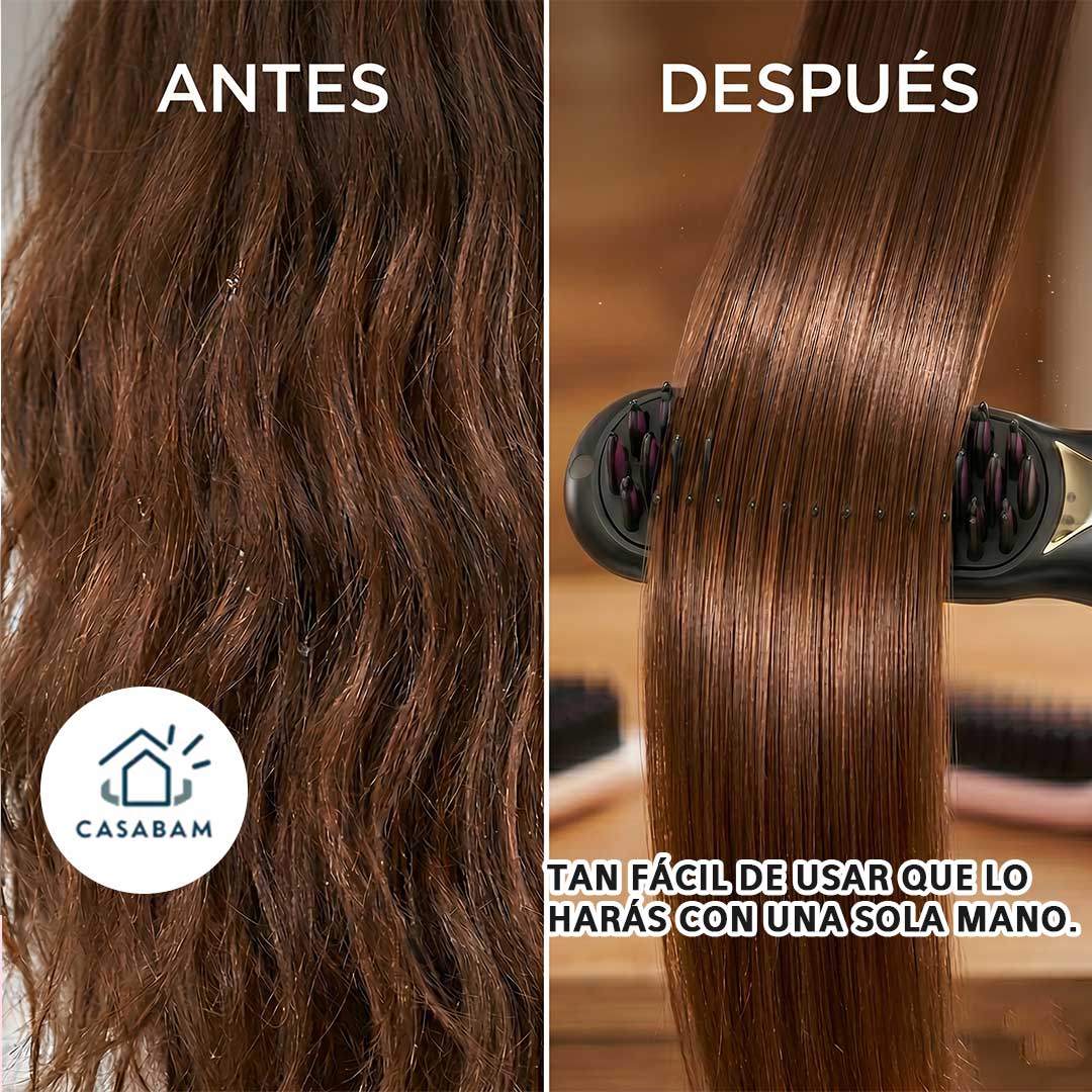 Cepillo alizador eléctrico de cerámica - Cabello liso y brillante en menos de 10 minutos, sin salir de casa