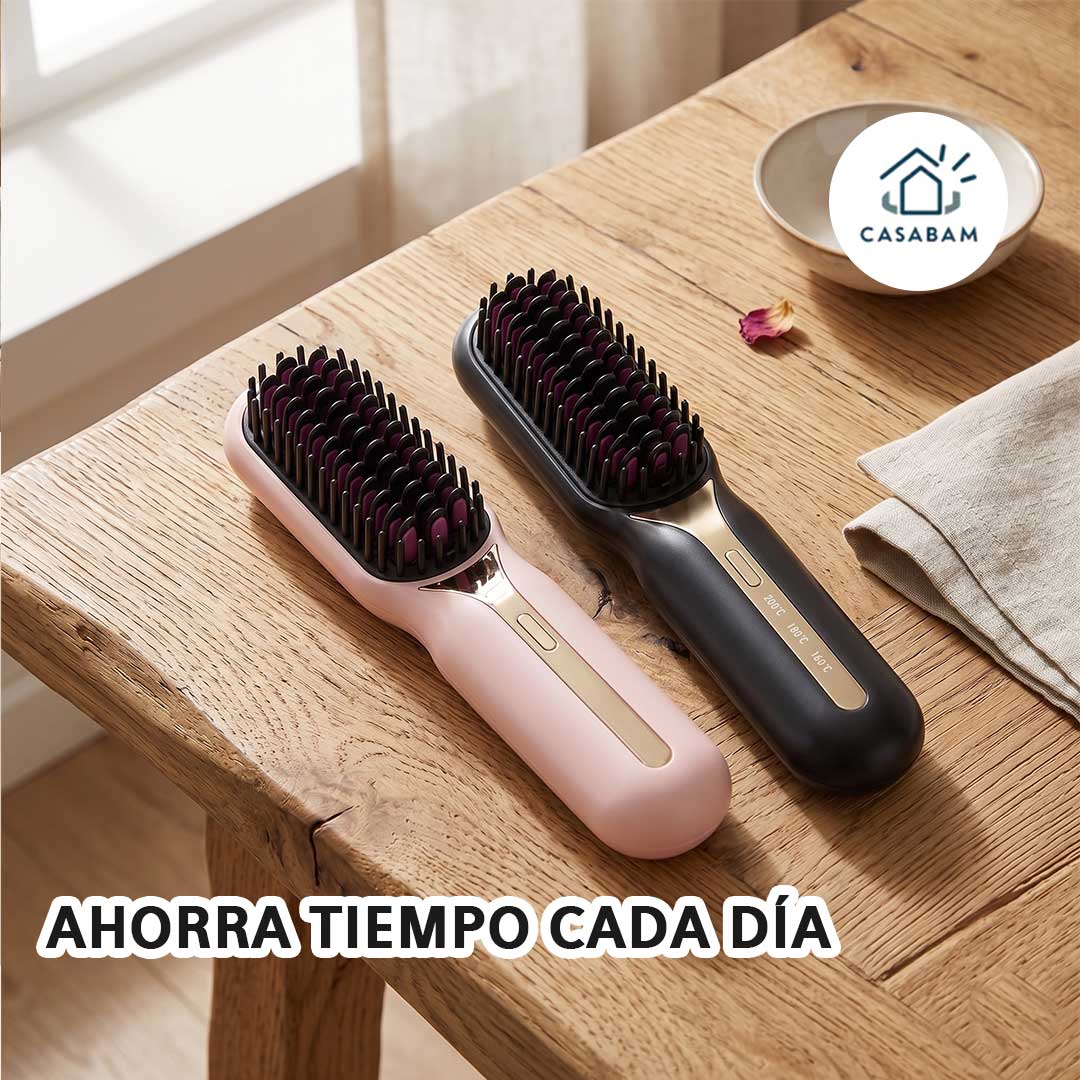 Cepillo alizador eléctrico de cerámica - Cabello liso y brillante en menos de 10 minutos, sin salir de casa