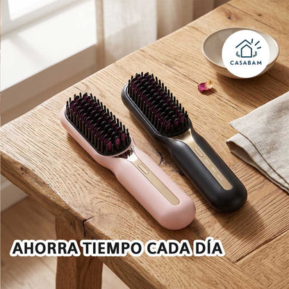 Cepillo alizador eléctrico de cerámica - Cabello liso y brillante en menos de 10 minutos, sin salir de casa