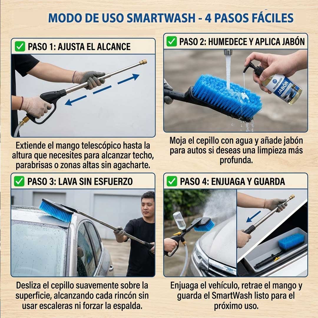 Cepillo Multifuncional - Alcance Total para Vehículos - Limpia cuando quieras sin pagar autolavado