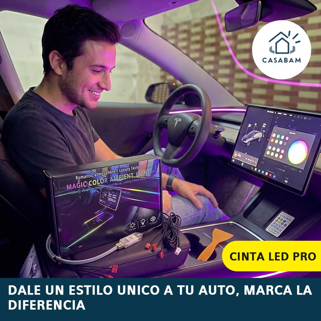 Cinta Led Pro + Control remoto - Transforma el interior de tu auto con luces multicolor