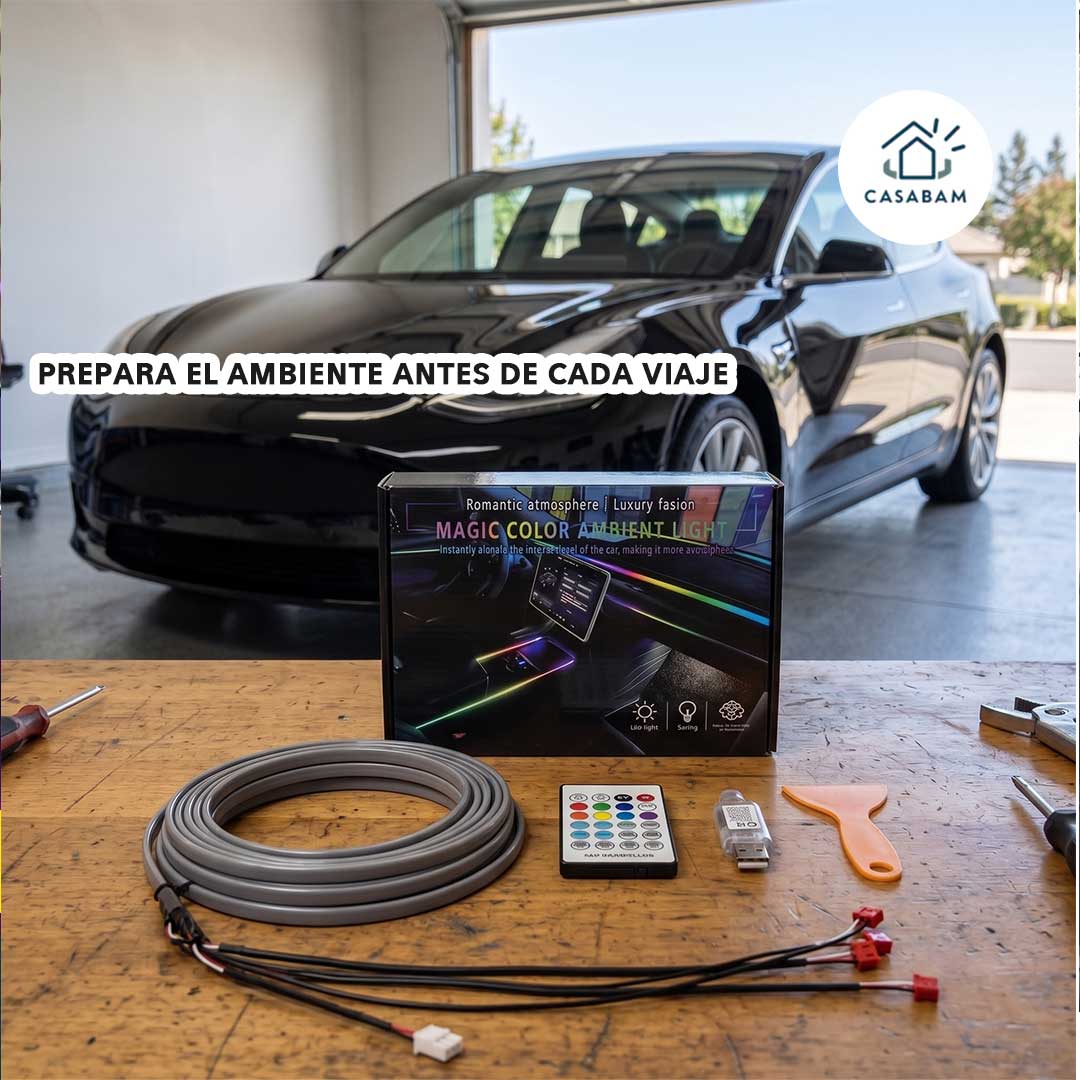 Cinta Led Pro + Control remoto - Transforma el interior de tu auto con luces multicolor
