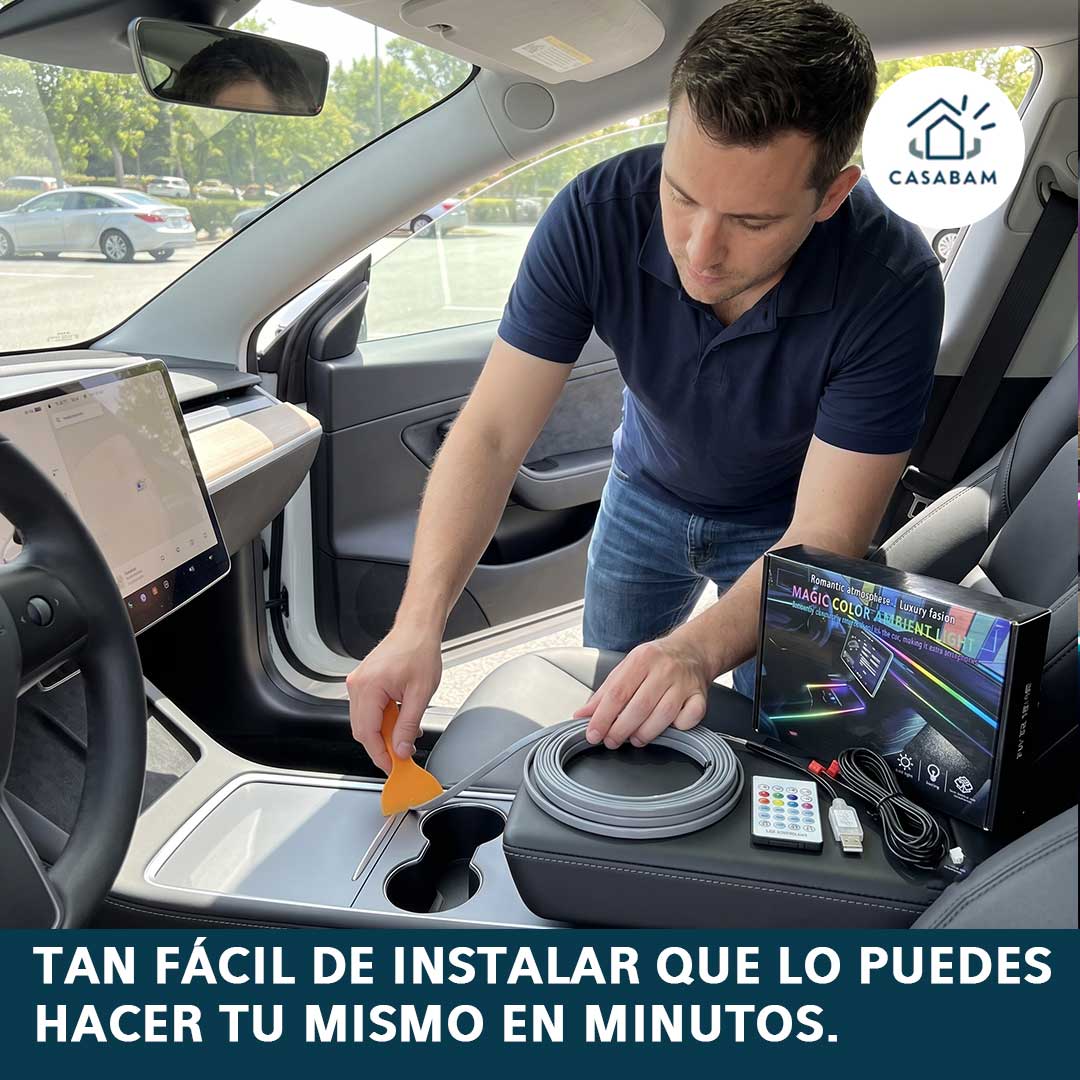 Cinta Led Pro + Control remoto - Transforma el interior de tu auto con luces multicolor