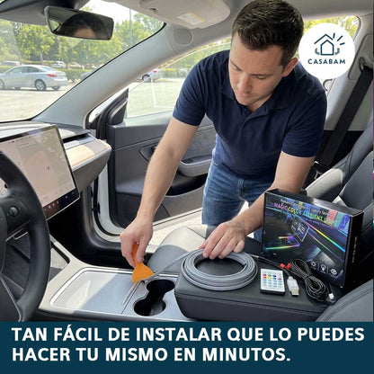 Cinta Led Pro + Control remoto - Transforma el interior de tu auto con luces multicolor