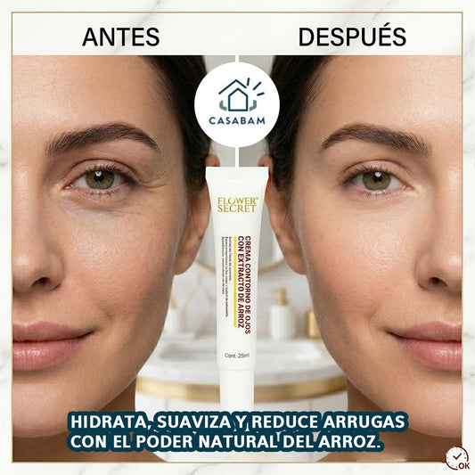 Contorno de Ojos de Arroz - Hidrata y Suaviza la Piel - Reduce Arrugas y Líneas de Expresión