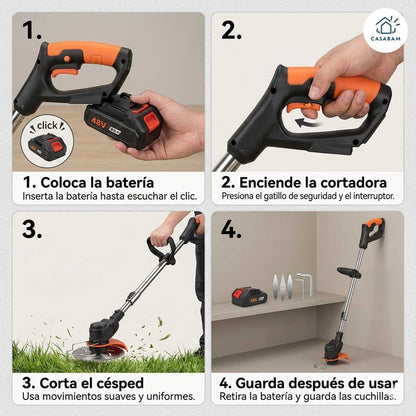 Cortadora de Césped Inalámbrica 48V - Corte Rápido y Potente - Corta tu césped sin cables ni gasolina en minutos
