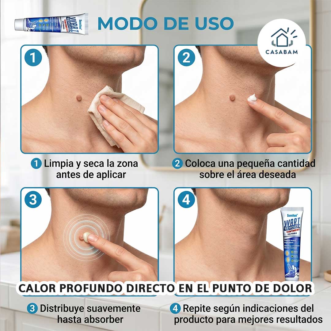 Crema eliminadora de verrugas - Actúa directamente sobre el area para reducirla y eliminarla - Vuelve a mostrarte con confianza