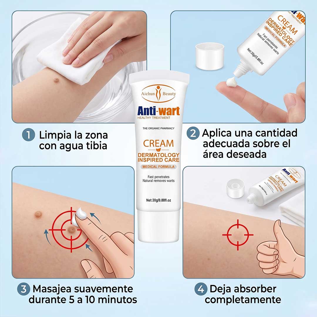 Crema eliminadora de verrugas, piel sin dejar marcas - Recupera tu confianza: piel limpia sin que nadie sepa que tuviste una verruga