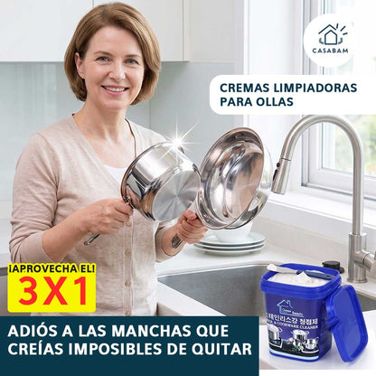 Cremas Limpiadoras para Ollas - Elimina óxido y manchas de ollas y superficies - Como nuevas, sin tallar ni sufrir