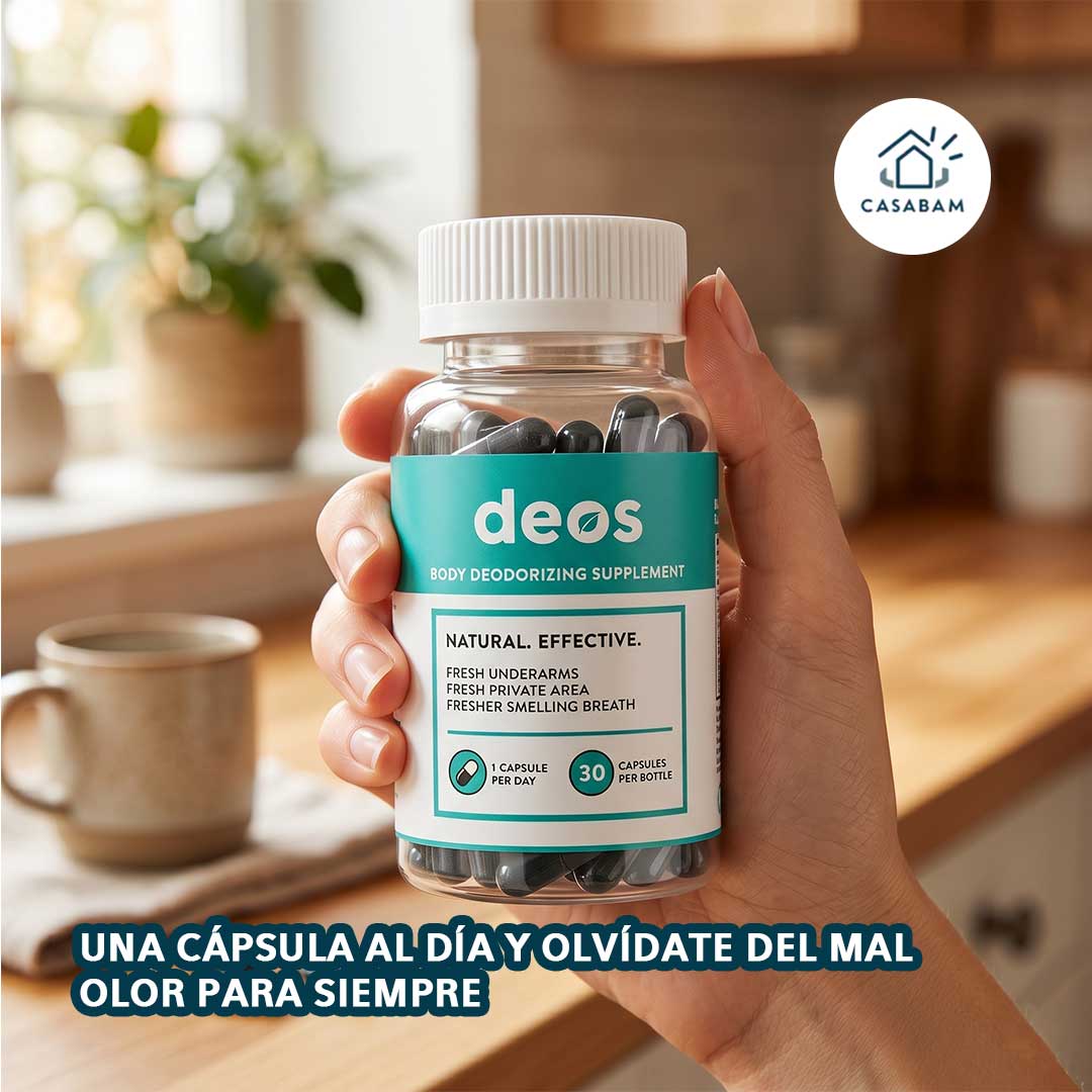 DEOS ORIGINAL — Cápsula desodorante interna — Una cápsula al día elimina el mal olor desde adentro, sin importar cuánto sudes