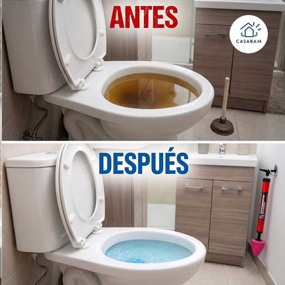 Desatascador de alta presión - Destapa tu inodoro en menos de 3 minutos, sin plomero y sin esfuerzo