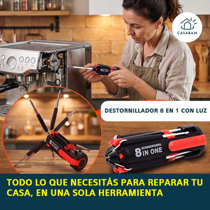 Destornillador 8 En 1 Con Luz - Listo para cualquier arreglo imprevisto