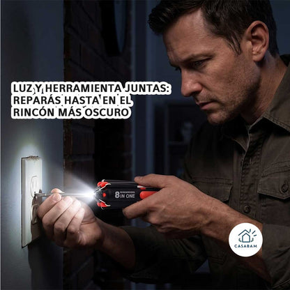Destornillador 8 En 1 Con Luz - Listo para cualquier arreglo imprevisto