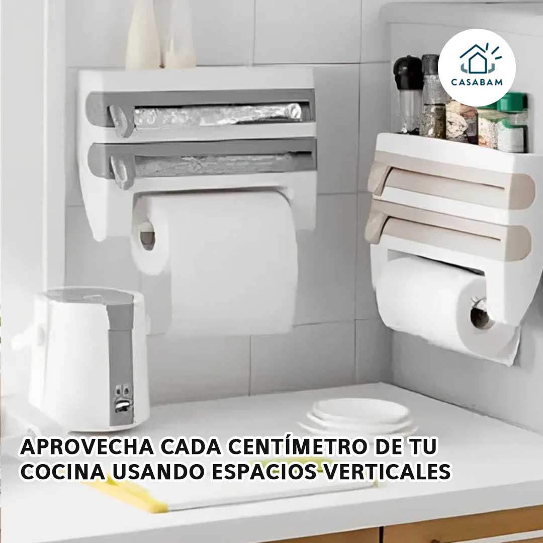 Dispensador Vertical 3 en 1 para Cocina - Usa mejor tu espacio disponible - Convierte tu cocina en un área funcional en minutos
