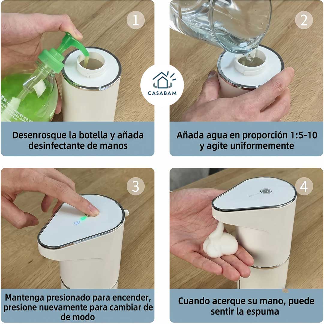 Dispensador Automático De Jabón con Sensor - Detecta tu mano y libera el jabón al instante, sin contacto