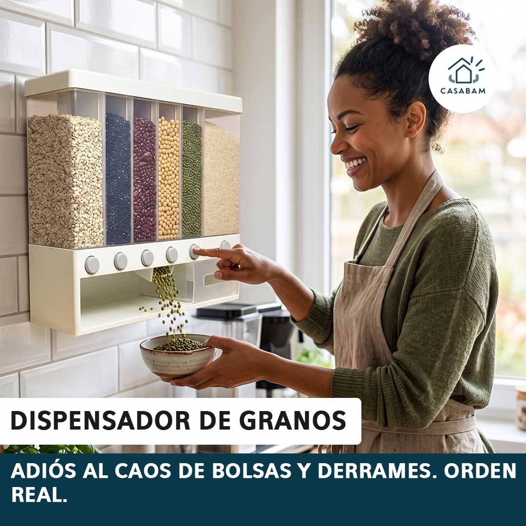 Dispensador de granos - Organiza y dosifica tus granos en segundos - Tu cocina ordenada, sin bolsas ni derrames