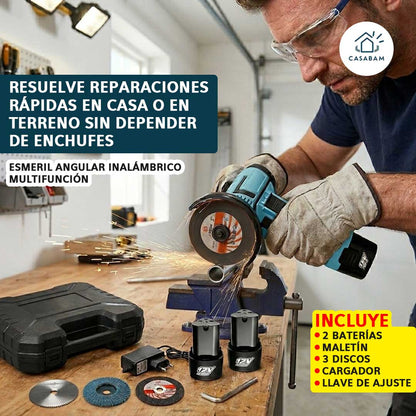 Esmeril Angular Inalámbrico Multifunción – Corta, pule y ajusta fácilmente – Trabaja sin enchufes ni equipos pesados