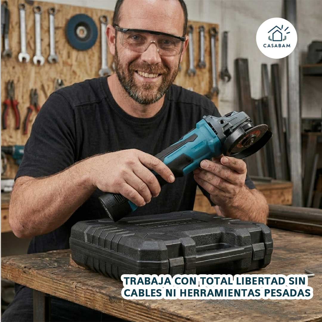 Esmeril Angular Inalámbrico Multifunción – Corta, pule y ajusta fácilmente – Trabaja sin enchufes ni equipos pesados