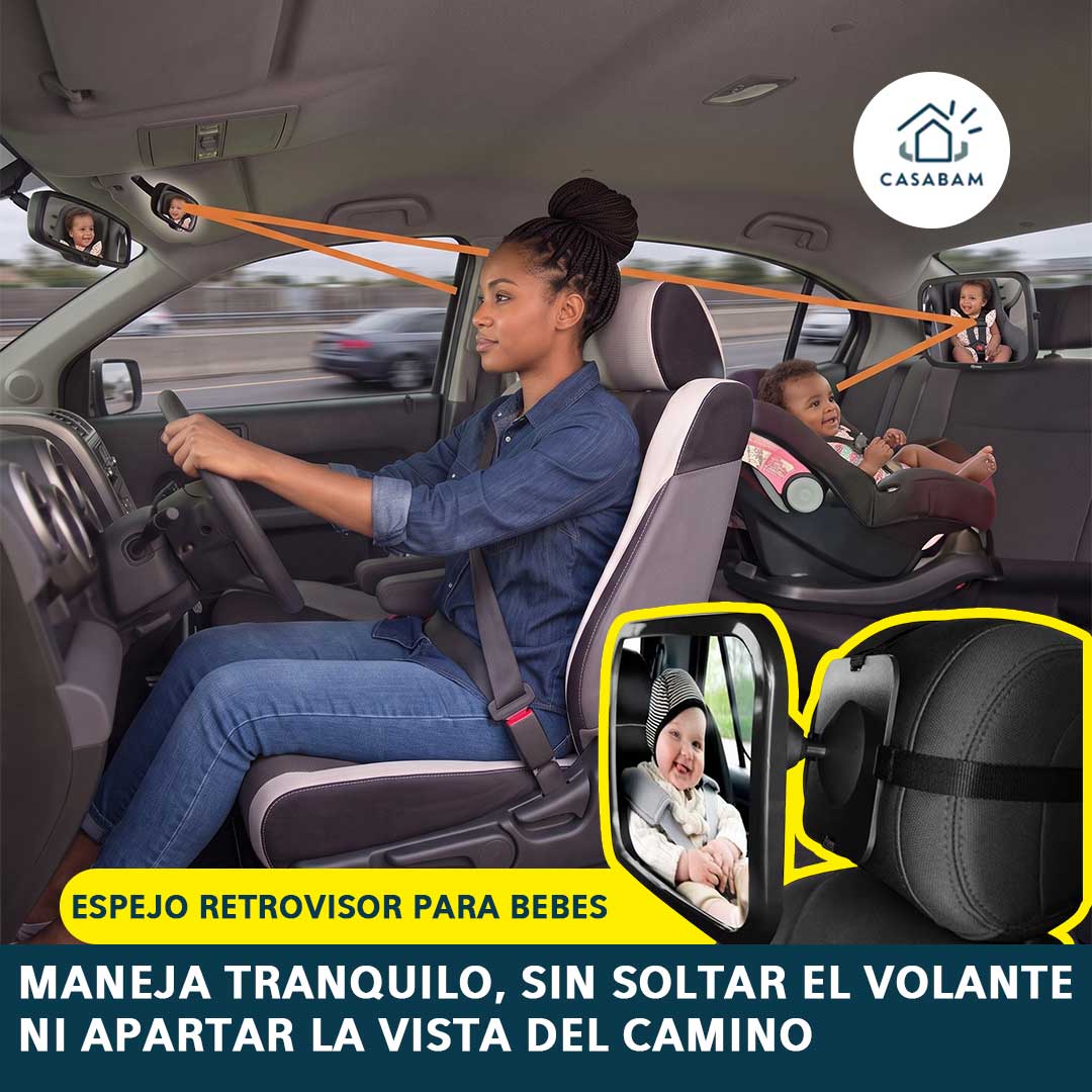 Espejo Retrovisor Para Bebes - Vigila a tu bebé sin distraerte del camino - Maneja tranquilo, sin soltar el volante