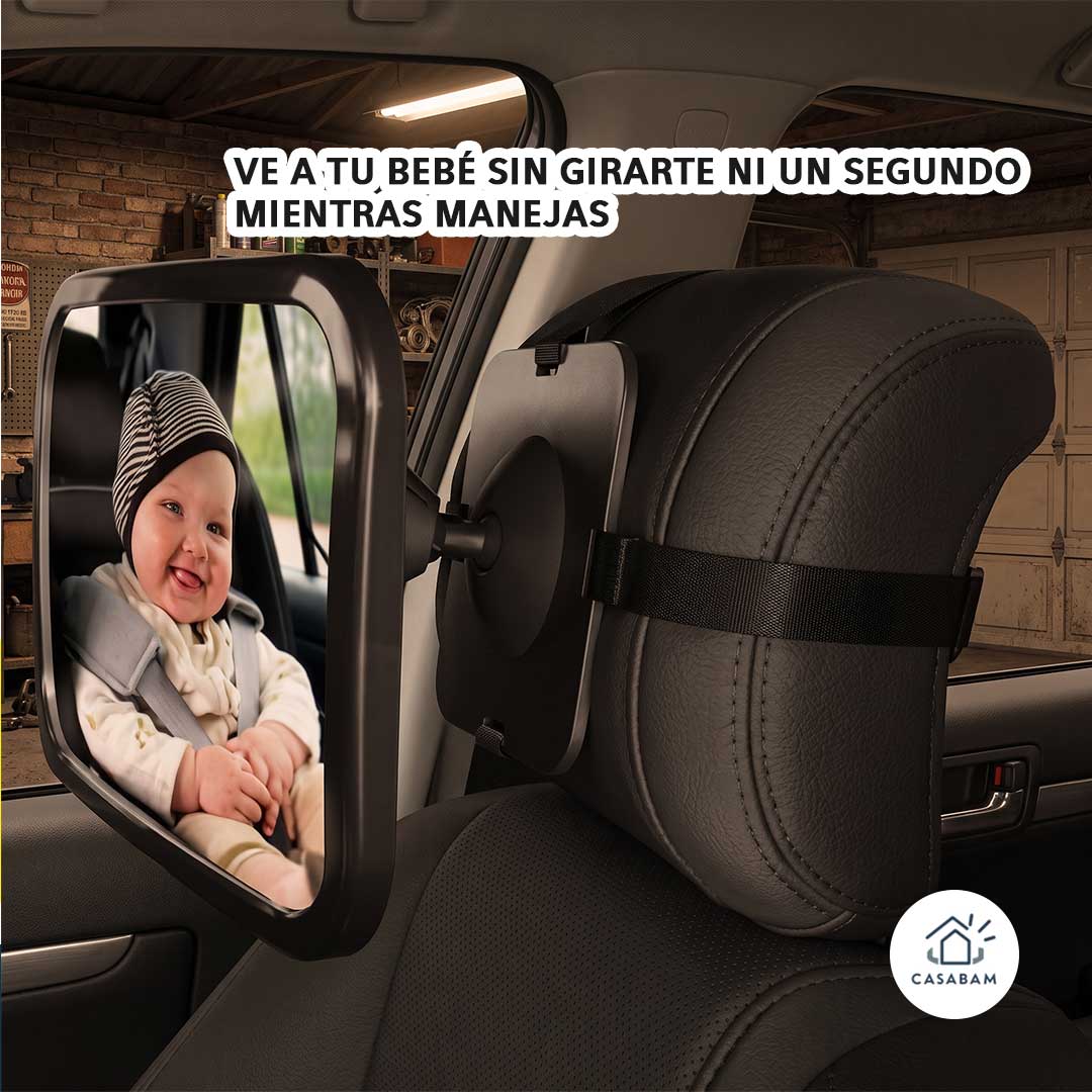 Espejo Retrovisor Para Bebes - Vigila a tu bebé sin distraerte del camino - Maneja tranquilo, sin soltar el volante