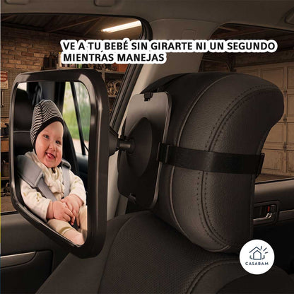Espejo Retrovisor Para Bebes - Vigila a tu bebé sin distraerte del camino - Maneja tranquilo, sin soltar el volante