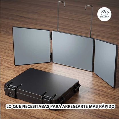 Espejo triple con giro de 360° para autocorte y peinado - Corta y peina tu cabello viéndote desde todos los ángulos,