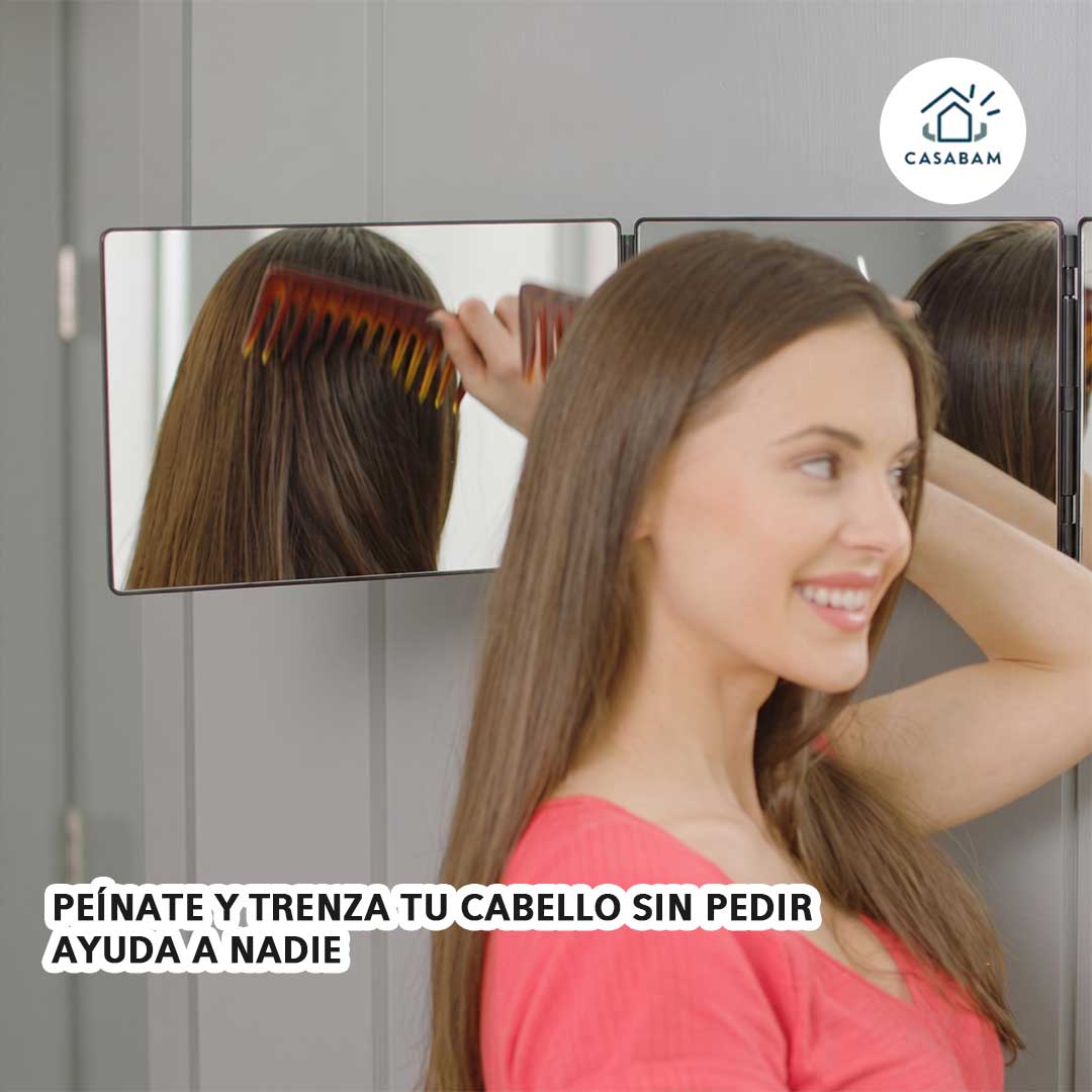 Espejo triple con giro de 360° para autocorte y peinado - Corta y peina tu cabello viéndote desde todos los ángulos,