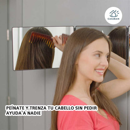 Espejo triple con giro de 360° para autocorte y peinado - Corta y peina tu cabello viéndote desde todos los ángulos,
