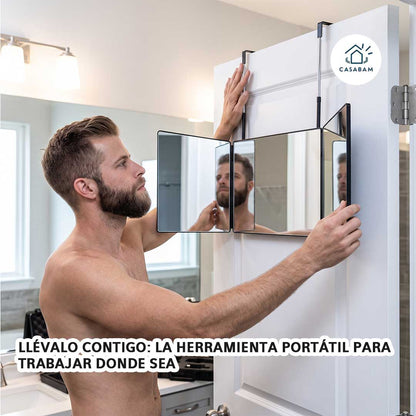 Espejo triple con giro de 360° para autocorte y peinado - Corta y peina tu cabello viéndote desde todos los ángulos,