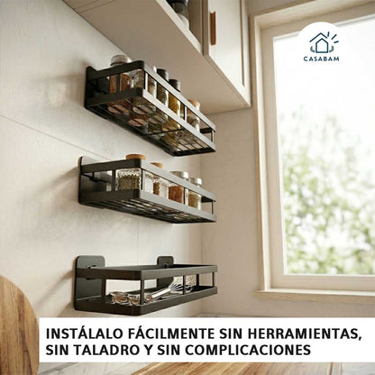 Pack de 3 Estantes Organizador Adhesivo – Instala sin perforar – Ordena tu baño o cocina en minutos sin dañar tus paredes