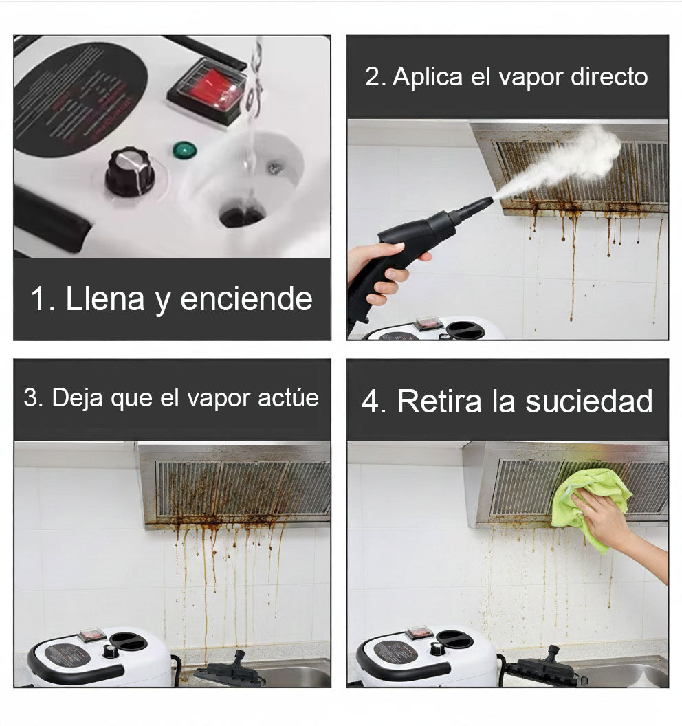 Limpiador de Vapor a Presión Multiuso - impieza Profunda General – Extractor, Estufa y Motor en Minutos