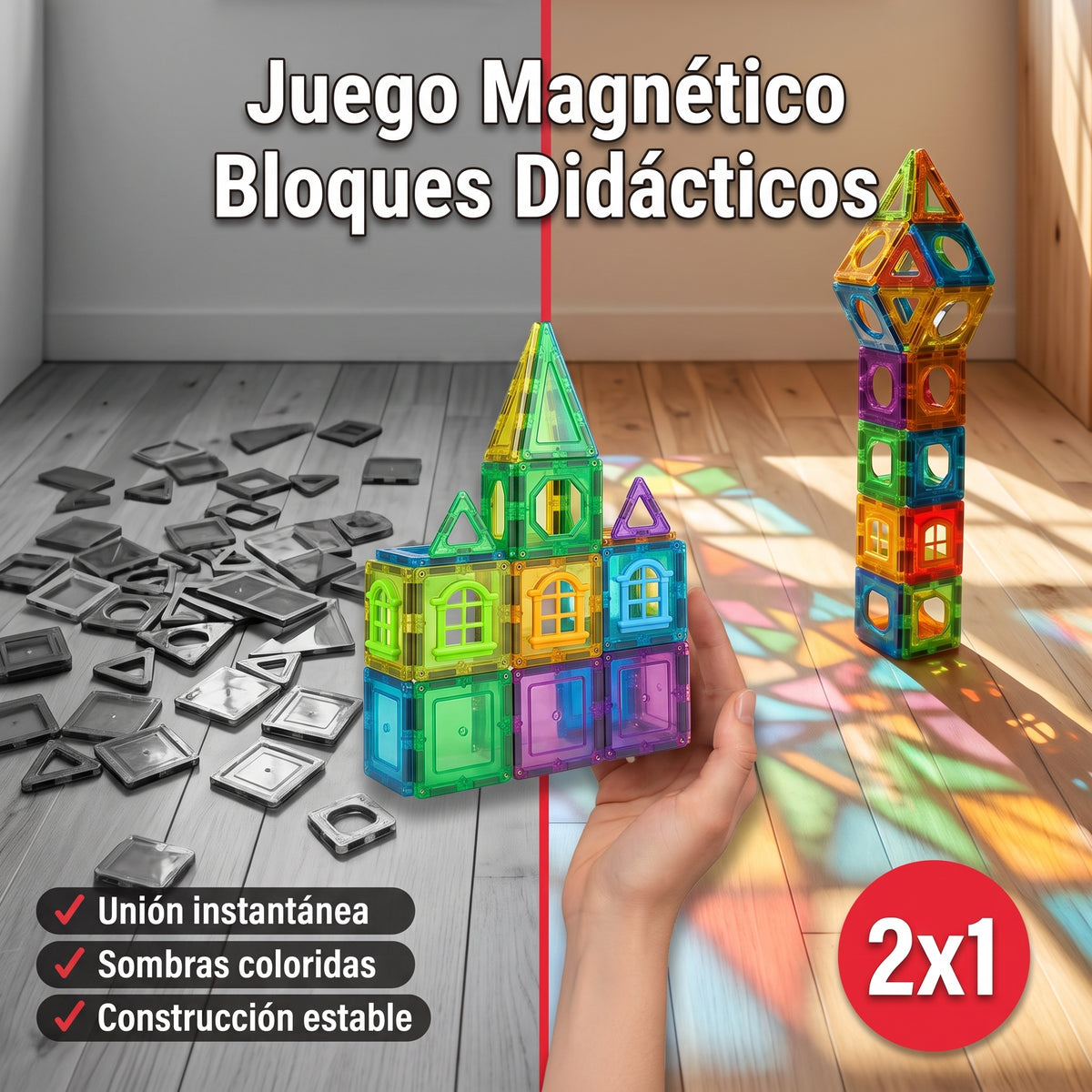 Juego Magnético Bloques Didáctico - Educativo para Desarrollar Creatividad y Motricidad