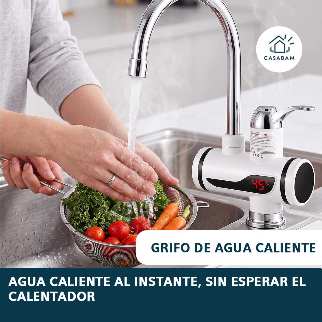Grifo de agua caliente - Calienta el agua al momento en tu lavaplatos	- Sin esperar ni un segundo