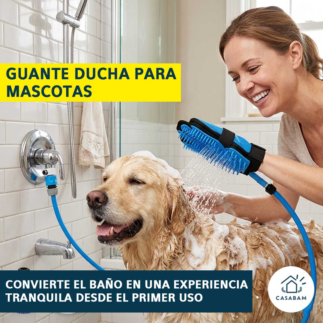 Guante Ducha Para Mascotas – Lava y masajea fácilmente – Reduce el estrés del baño y haz que tu mascota se sienta más tranquila