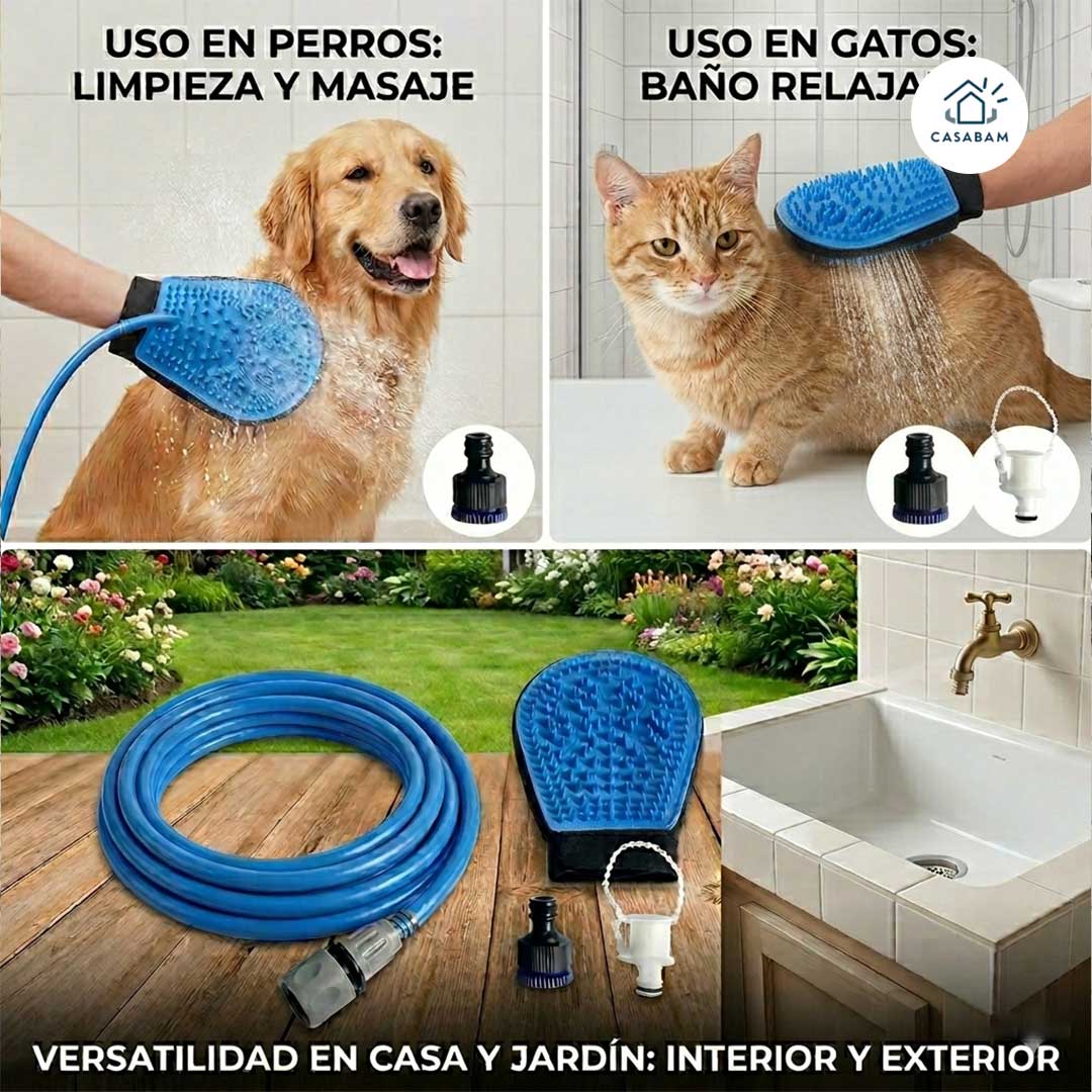 Guante Ducha Para Mascotas – Lava y masajea fácilmente – Reduce el estrés del baño y haz que tu mascota se sienta más tranquila