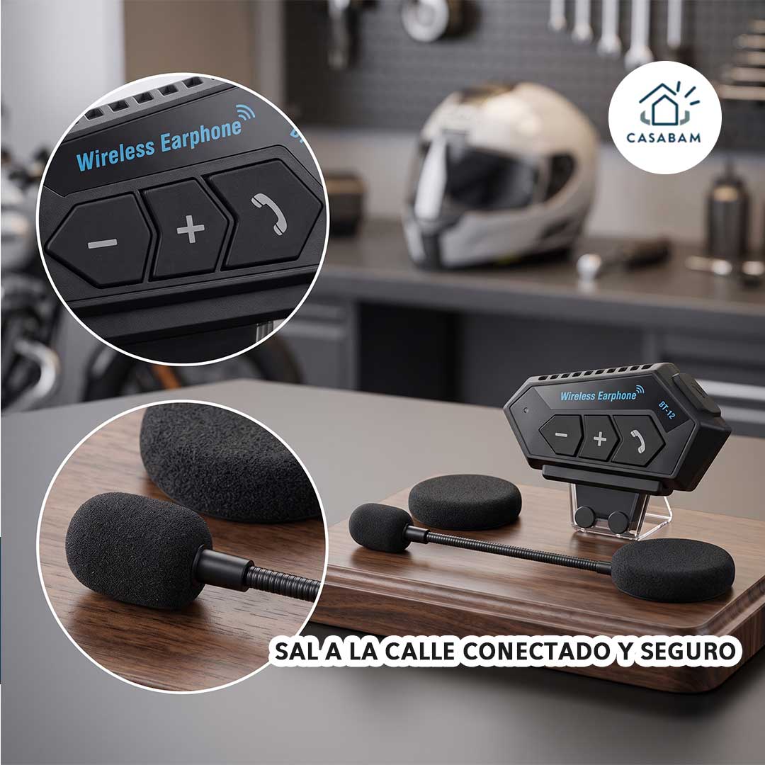 Intercomunicador Bluetooth para Casco - Conecta llamadas, música y GPS - Atiende cada entrega