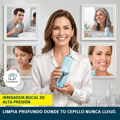 Irrigador Bucal Anti Mal Olor - Limpia con agua a presión los rincones que el cepillo no alcanza.