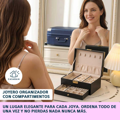 Joyero Organizador con Compartimentos - Guarda y protege cada joya en su lugar - Llévalo de viaje sin perder nada