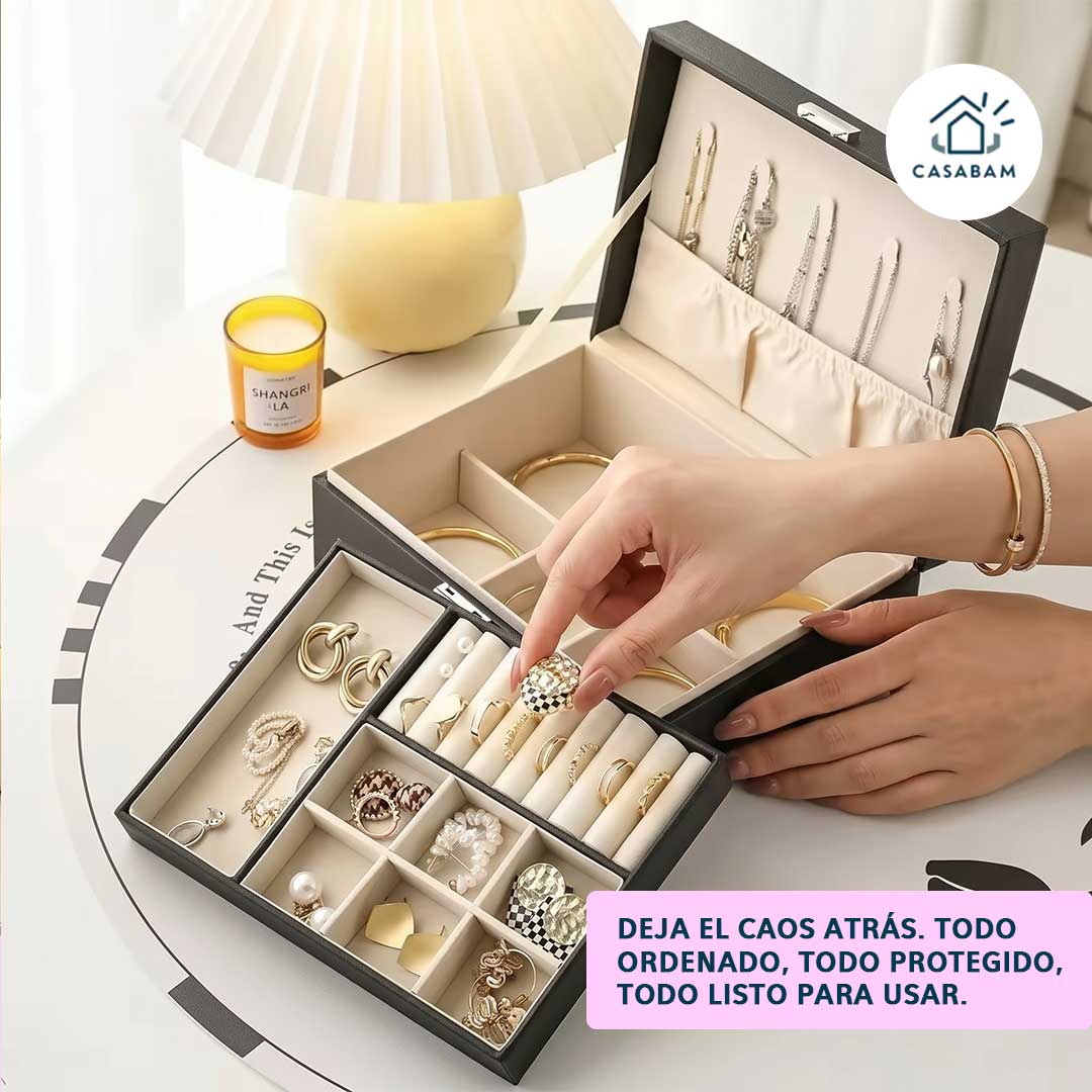Joyero Organizador con Compartimentos - Guarda y protege cada joya en su lugar - Llévalo de viaje sin perder nada