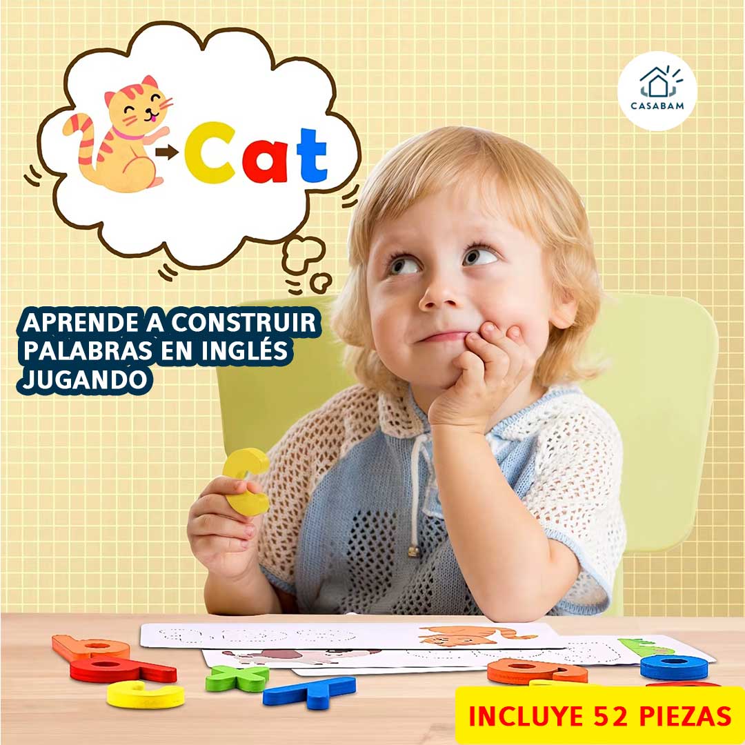 Juego Didáctico de Inglés Infantil – Kit para construir palabras – Convierte el juego diario en progreso real en inglés