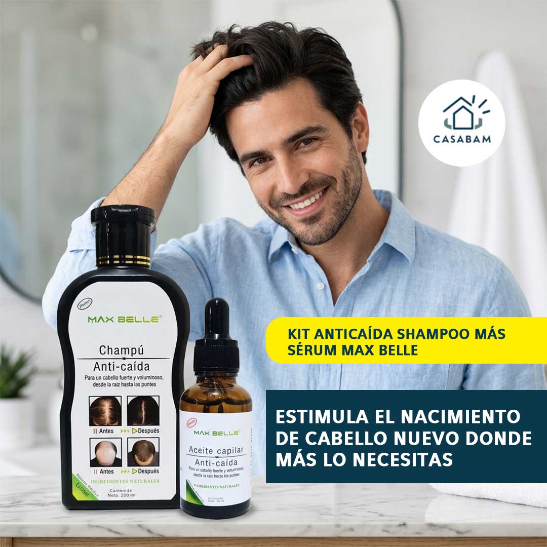 Kit Anticaída Shampoo + Sérum Max Belle - Frena la caída y estimula el crecimiento capilar