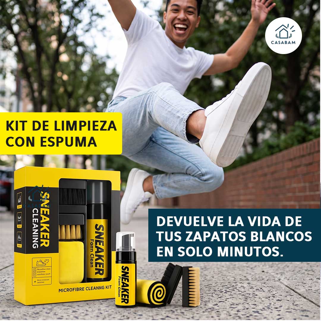 Kit De Limpieza de Zapatillas con Espuma - Restaura el blanco original del calzado – Tus zapatillas lucen como el primer día, sin esfuerzo