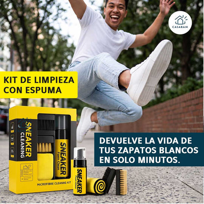 Kit De Limpieza de Zapatillas con Espuma - Restaura el blanco original del calzado – Tus zapatillas lucen como el primer día, sin esfuerzo