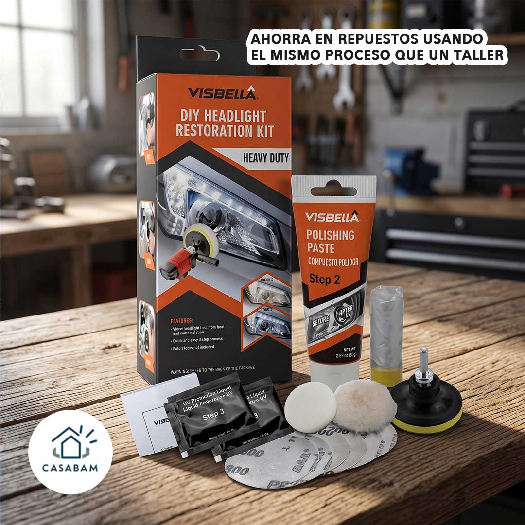 Kit Restaurador de Faros - Elimina la opacidad y el amarillamiento - Ahorra hasta la mitad de lo que gastarías en un faro nuevo