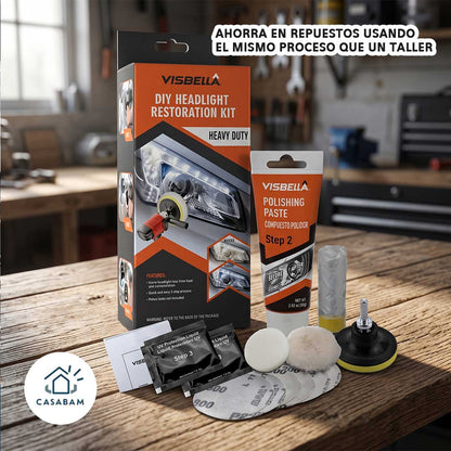 Kit Restaurador de Faros - Elimina la opacidad y el amarillamiento - Ahorra hasta la mitad de lo que gastarías en un faro nuevo