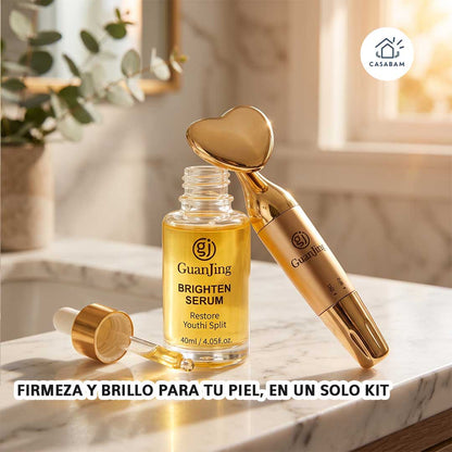 Kit Serum Guanjing+Masajeador Portátil - Masajea e ilumina tu rostro - Piel radiante y firme, lista para cualquier ocasión