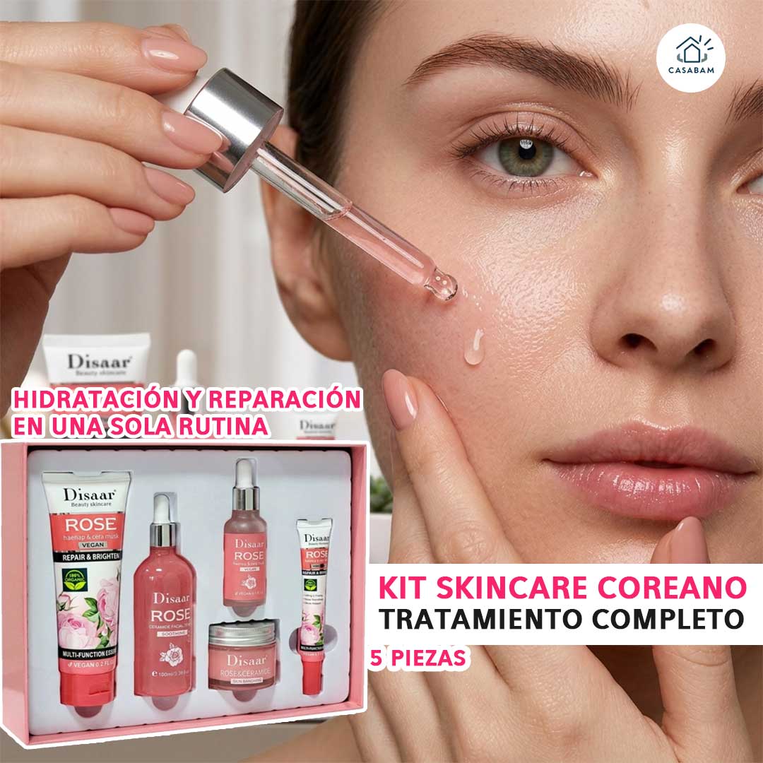 Kit de Hidratación Facial de Rosa y Ceramidas - Repara y Revitaliza la Piel - Luce una piel hidratada, suave y saludable todos los días.