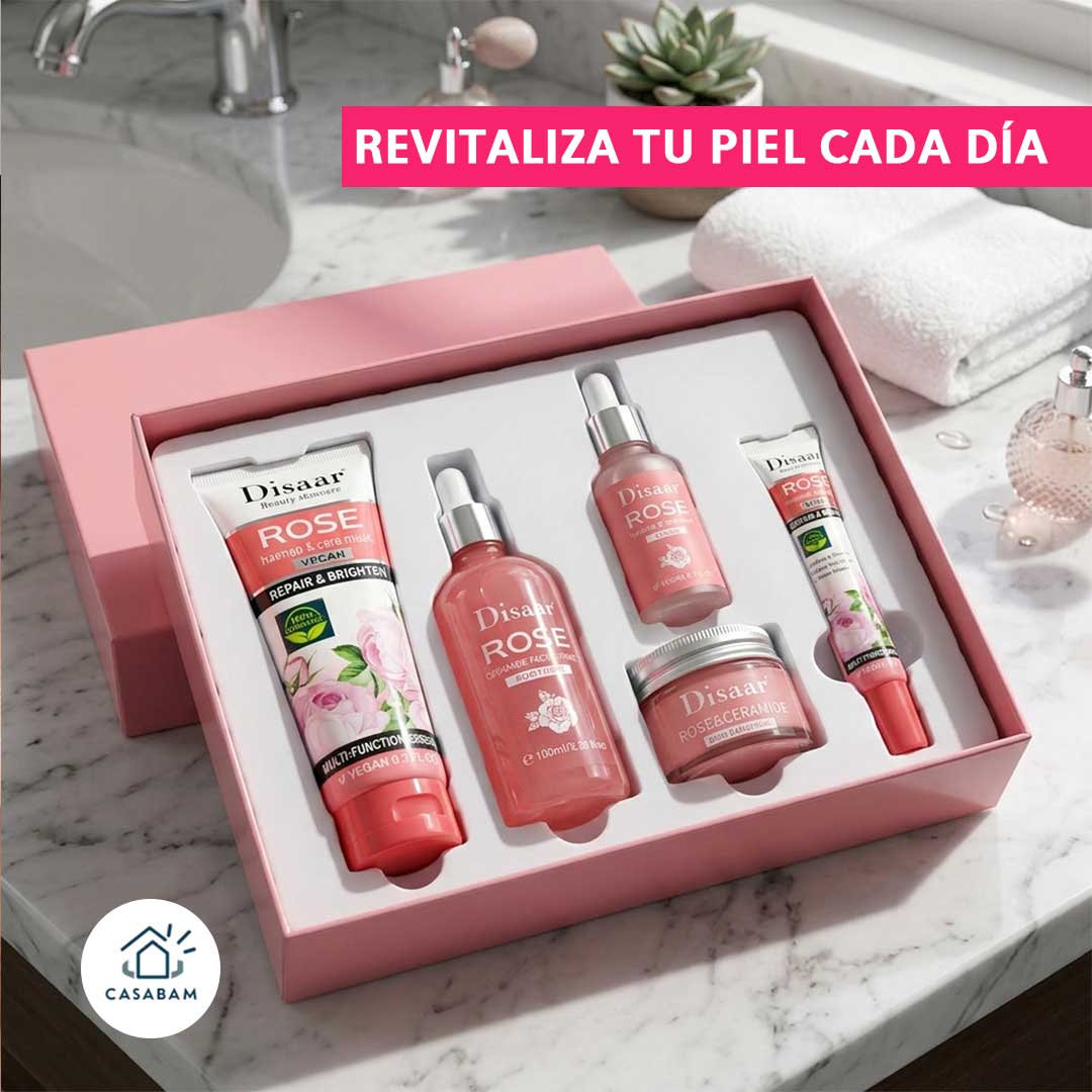 Kit de Hidratación Facial de Rosa y Ceramidas - Repara y Revitaliza la Piel - Luce una piel hidratada, suave y saludable todos los días.