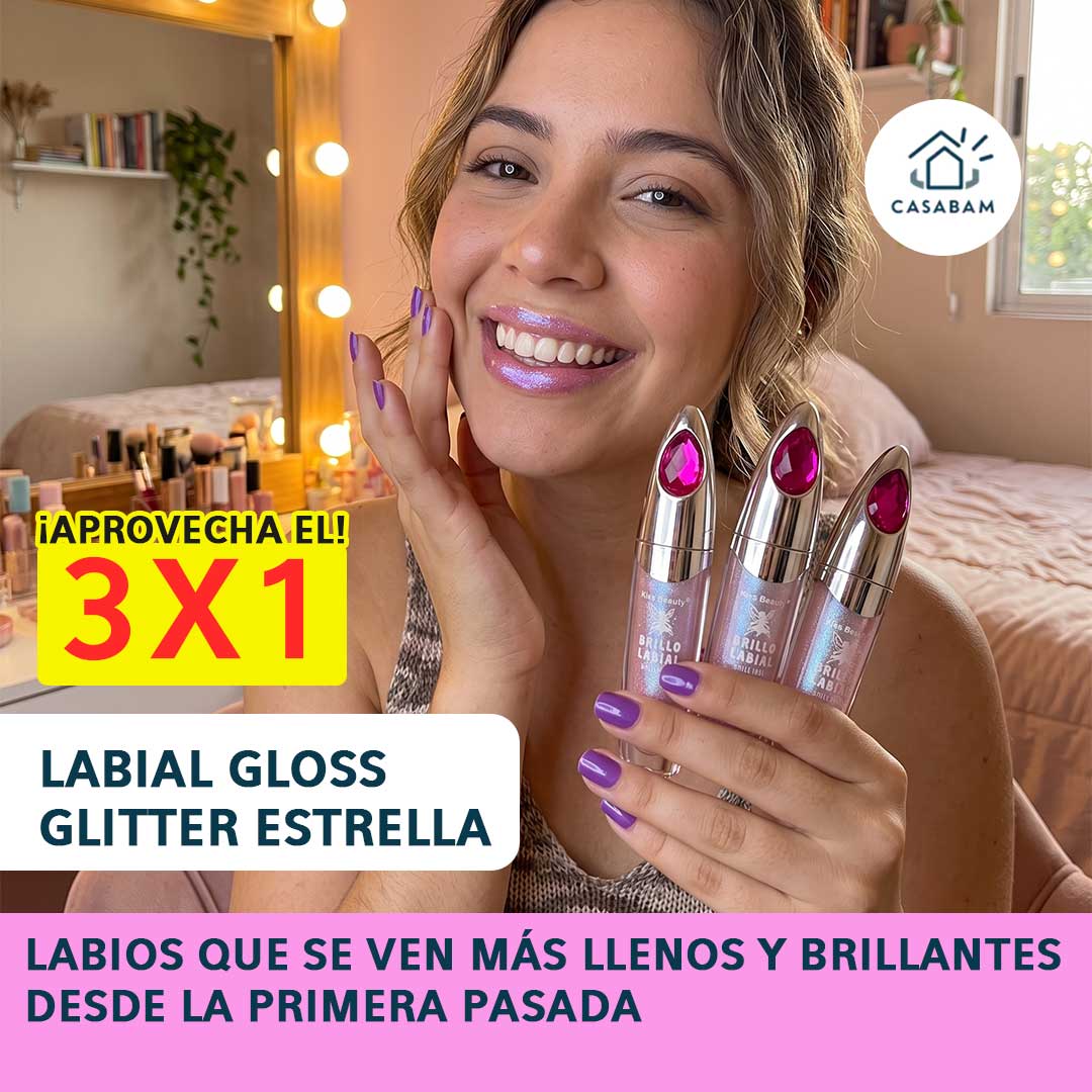 Labial Gloss Glitter Estrella - Ilumina y da volumen visual a tus labios – Más llenos al instante
