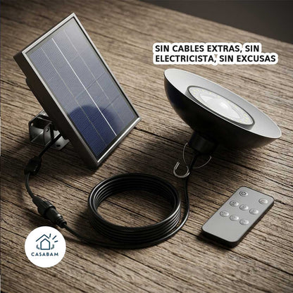 Lampara Led Solar Tipo Campana - Ilumina zonas toda la noche sin enchufe solo con carga solar de un día